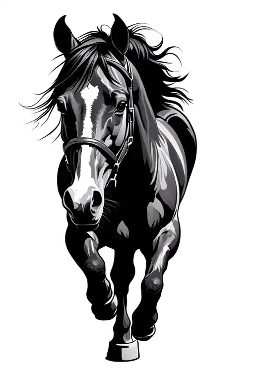 Running race horse tattoo design idea