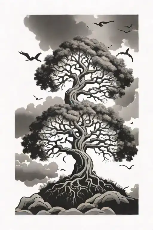yggdrasil tree tattoo design idea