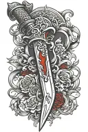 dagger with blood tattoo design idea