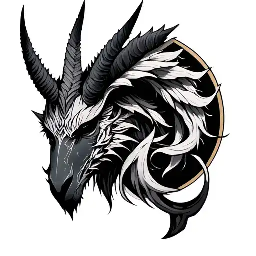 Tyrael capricorn zodiac sign intertwined tattoo design idea