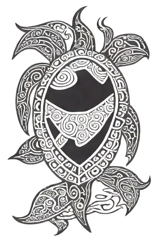 turtle with Guam seal on the back of the turtle tattoo design idea