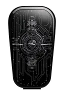 Highly detailed Small digital time display 3D rounded body around many electric circuits tattoo design idea