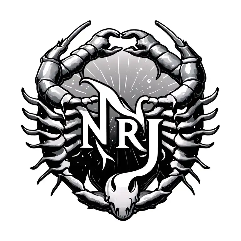 Scorpio Sign with N R J incorporated on it. tattoo design idea