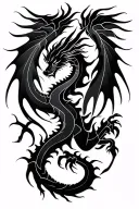 black dragon full body shaped like tattoo design idea