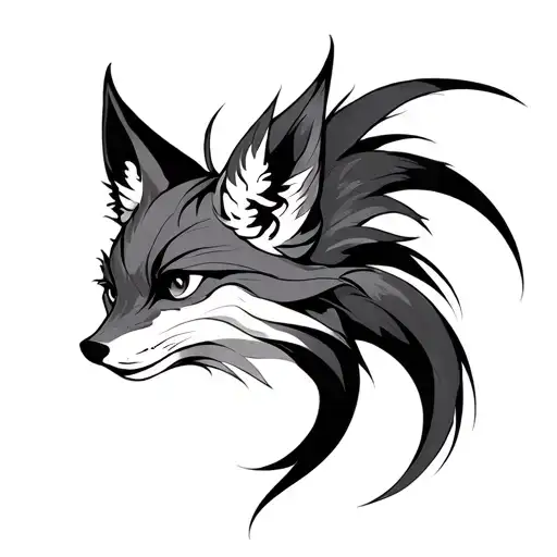Nine -tailed fox tattoo design idea
