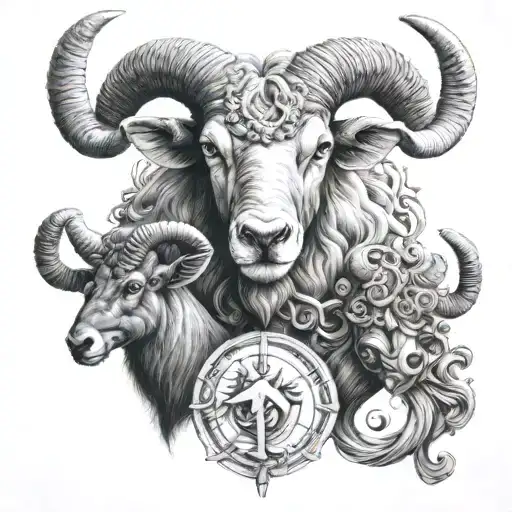aries, leo and capricorn tattoo design idea