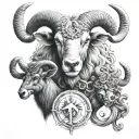aries, leo and capricorn tattoo design idea