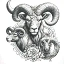aries, leo and capricorn tattoo design idea