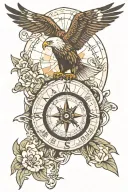 mountain compass eagle soaring tattoo design idea