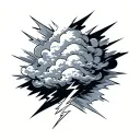 Cloud and lightning bolt striking tattoo design idea