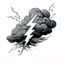 Cloud and lightning bolt striking tattoo design idea