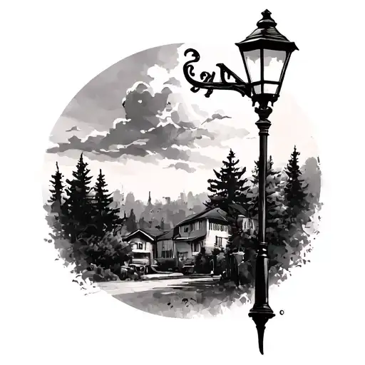 simple lamp post tattoo design idea