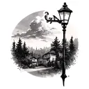 simple lamp post tattoo design idea