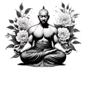 "Free Pure Full" Muscular Monk Meditating tattoo design idea