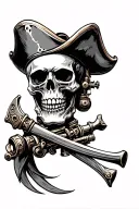 steampunk skull pirate tattoo design idea