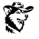 Husky with a Cowboy hat tattoo design idea