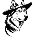 Husky with a Cowboy hat tattoo design idea