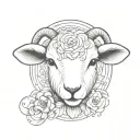 cute lamb face tattoo design idea