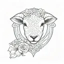 cute lamb face tattoo design idea