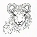 cute lamb face tattoo design idea