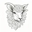 cute lamb face tattoo design idea
