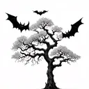  simple poison tree with bats tattoo design idea