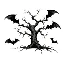  simple poison tree with bats tattoo design idea