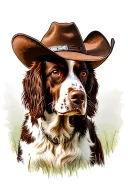 springer spaniel dog with a cowboy hat tattoo design idea