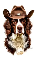 springer spaniel dog with a cowboy hat tattoo design idea