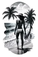 beach theme sleeve tattoo design idea