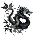 fall leaves dragon tattoo design idea