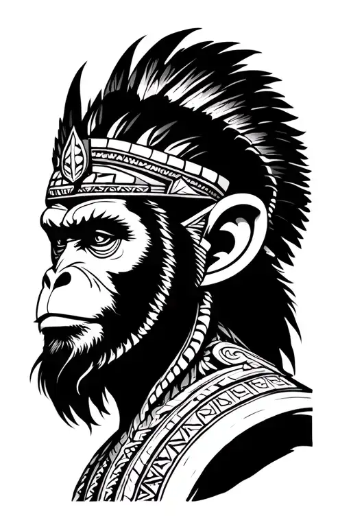 the monkey king, Aztec god, Aries, thore tattoo design idea