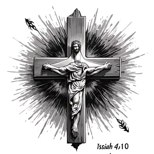 Isaiah 41:10 with a cross tattoo design idea