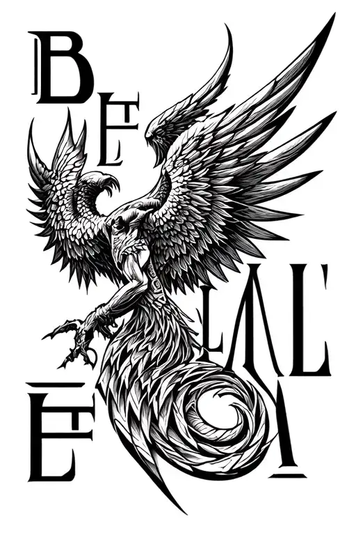"B E L I A L" BELIAL  ANGEL tattoo design idea