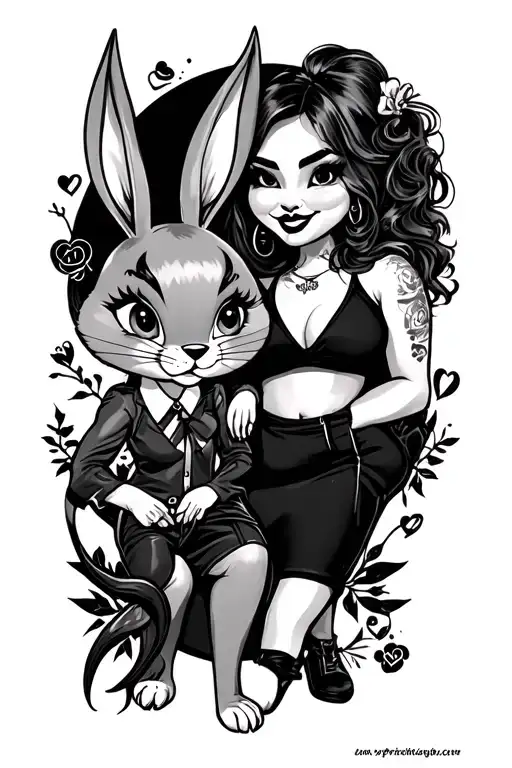 Lola and bugs bunny gangster love tattoo design idea