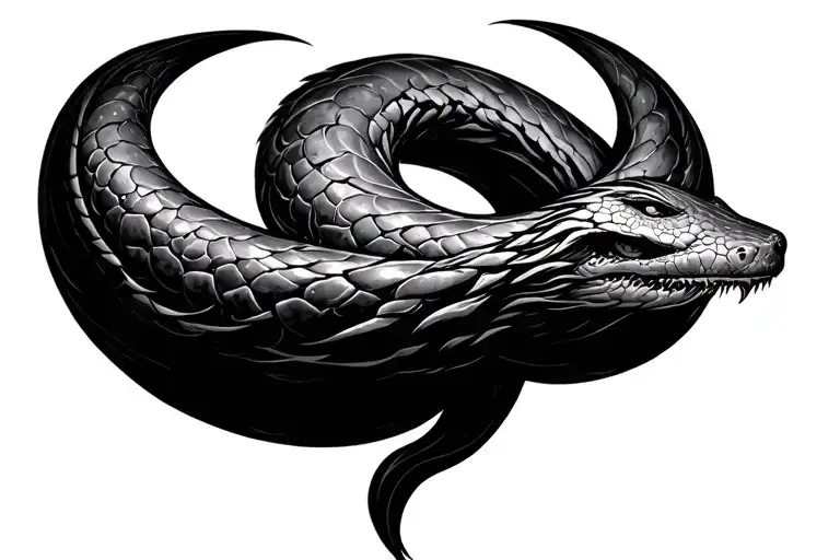 I want an image of an Ouroboros. Its body should form a Mobius strip. tattoo design idea