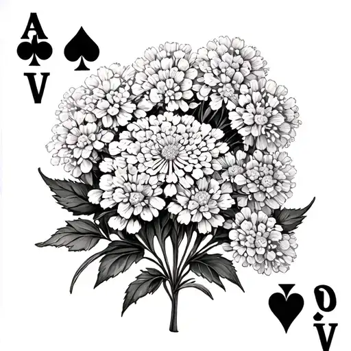 Bdsm playing card queen Anne's lace tattoo design idea