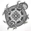 A unique design combining the client's zodiac sign with a cross symbol tattoo design idea