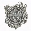 A unique design combining the client's zodiac sign with a cross symbol tattoo design idea