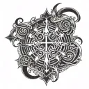 A unique design combining the client's zodiac sign with a cross symbol tattoo design idea
