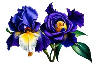 Iris, rose and daffodil tattoo design idea
