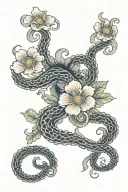 tentacles and flowers color tattoo design idea
