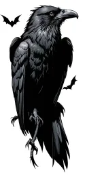 large raven with small bats gothic inspired tattoo tattoo design idea