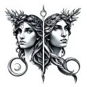 Virgo and Aquarius symbol tattoo design idea