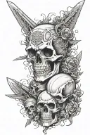 skull , dollar and attack on titan eren tattoo design idea