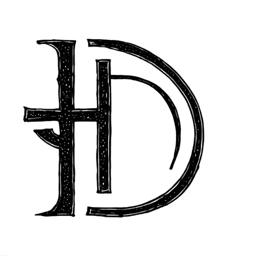 Letter "D" in cursive writing combined with a jesus cross tattoo design idea