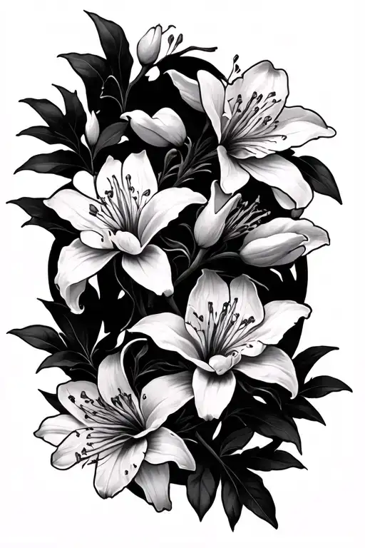 cherry blossom branches and spider lilies tattoo design idea