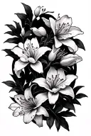 cherry blossom branches and spider lilies tattoo design idea