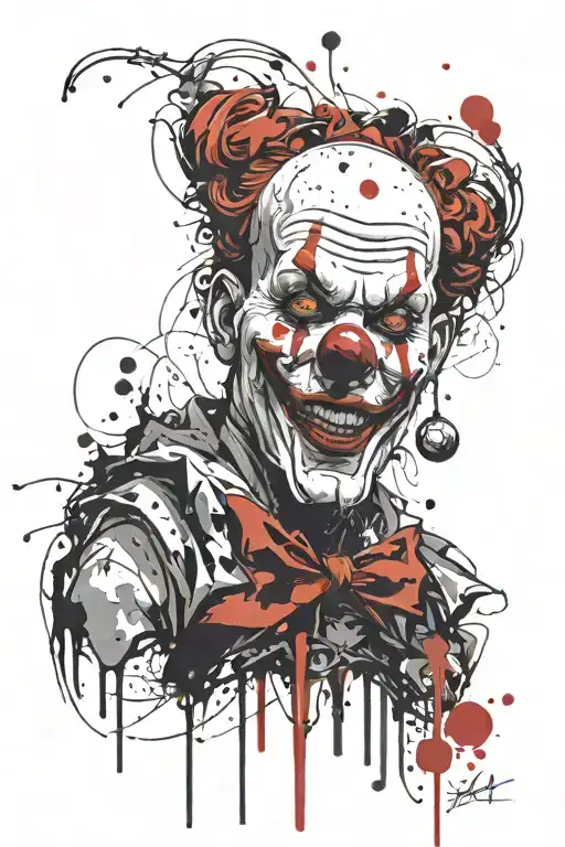 Scary clown full height tattoo design idea