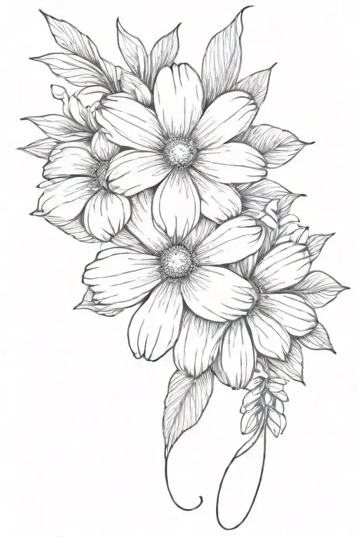 daisy flower with Puakenikeni lei tattoo incorporating plumeria tattoo design idea
